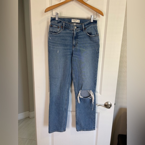 Abercrombie and Fitch The 90s Straight Low Rise Jeans Curve Love Size 26 S - Picture 4 of 11